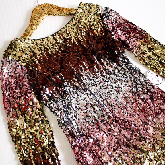 Silver Ombre Sequin Cocktail Short Dress - Picture 8 of 9